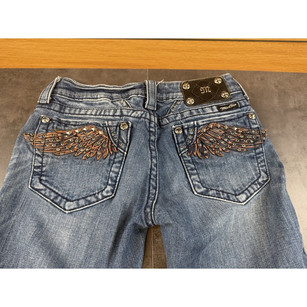 Miss Me Y2K Women's Distressed Bootcut Stretchy Low Rise Blue Jeans Size 27x30